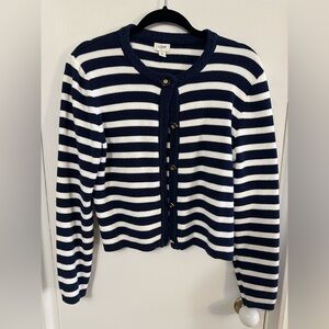 J. Crew Women's Navy and White Striped Cardigan